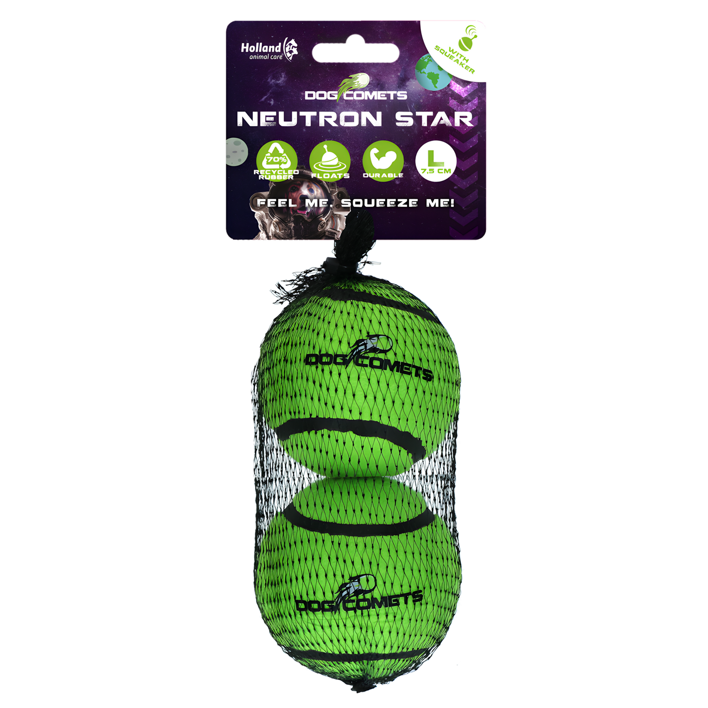 Dog Comets Neutron Star Tennisball Mit Quietscher L Grün (2-pack) by Hoffreund