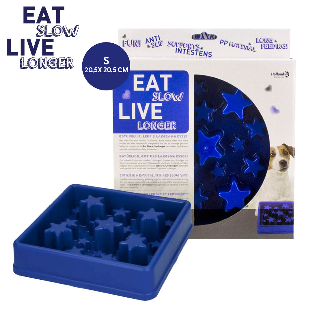 Eat Slow Live Longer Star Blau S