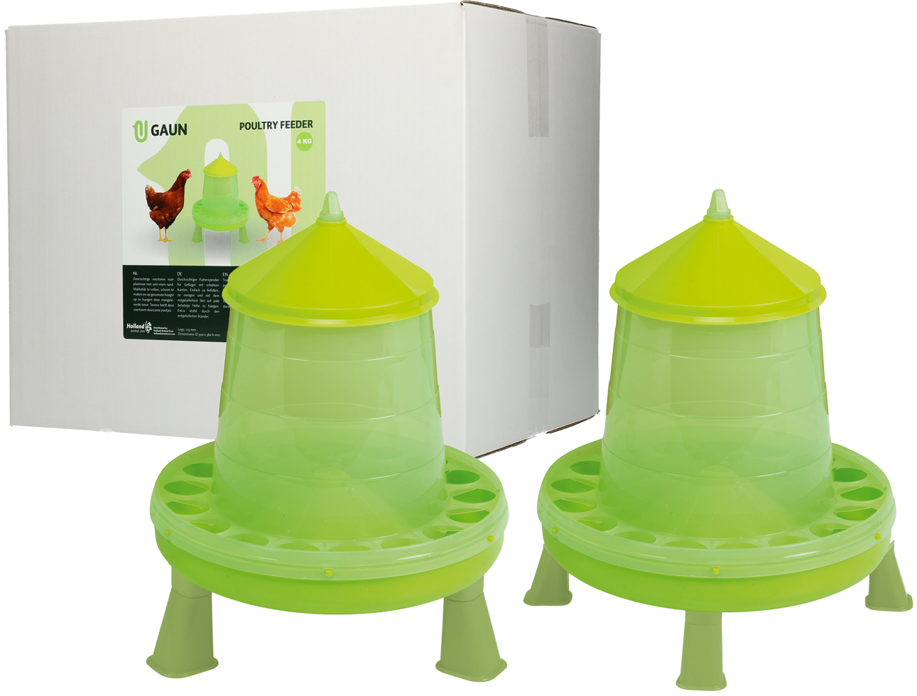 Gaun Geflügel Futterautomat mit Ständer Limonengrün 2 kg