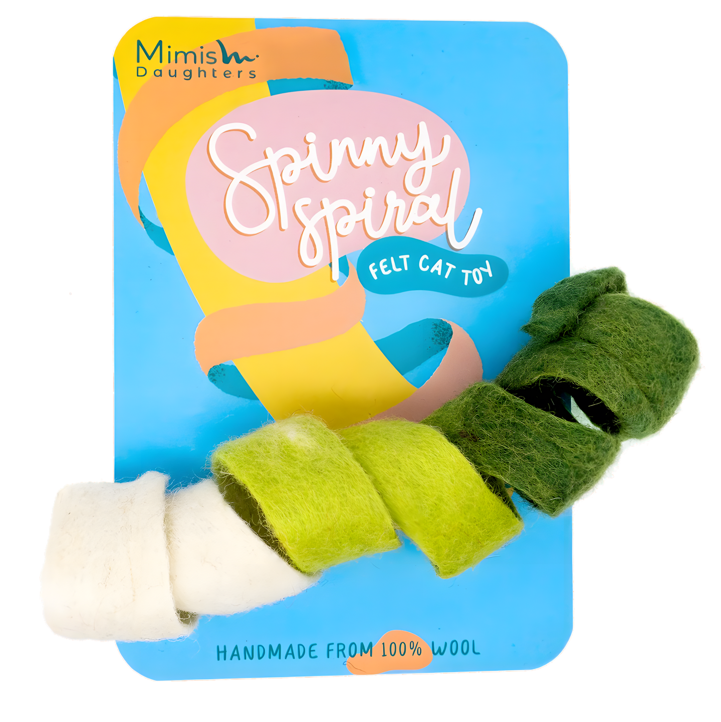 Mimis Daughters Spinny Spiral Green - Handgefertigtes Katzenspielzeug Aus Filzwolle Fördert Jagdinstinkt Und Spielspaß by Hoffreund
