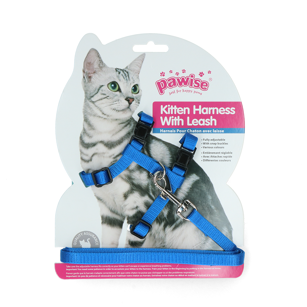 Pawise Kitten Harness With Leash Red/Blue S