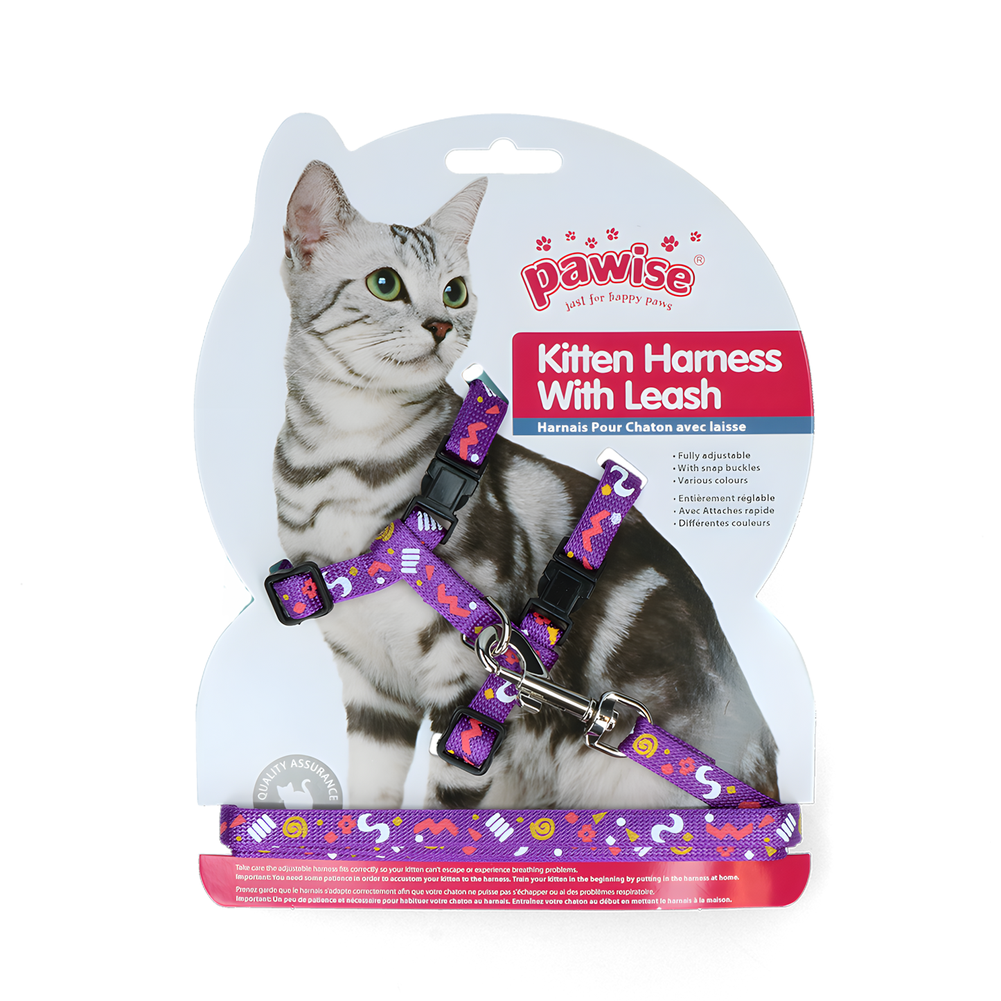 Pawise Kitten Harness With Leash Pink/Purple by Hoffreund