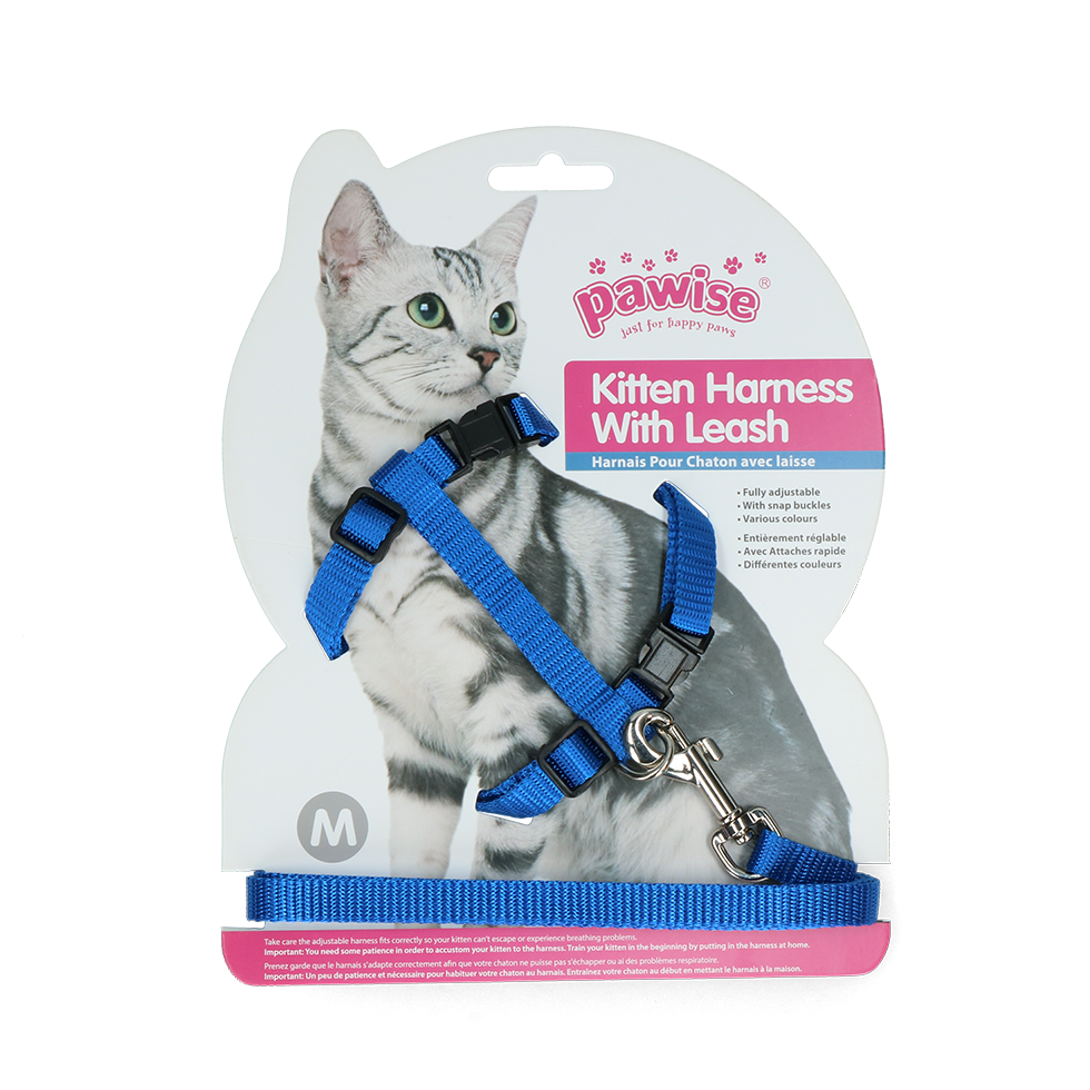 Pawise Kitten Harness With Leash Red/Blue M