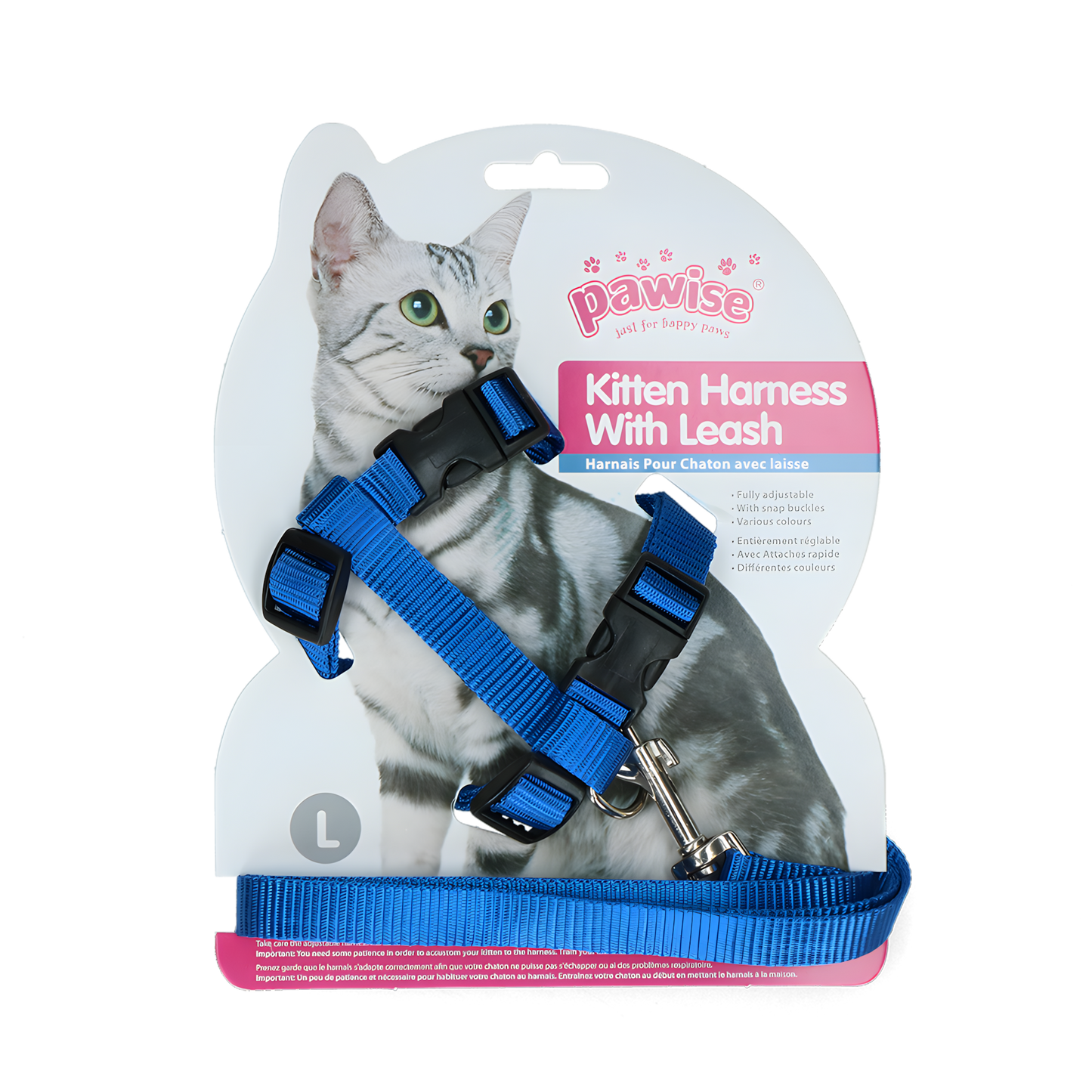 Pawise Kitten Harness With Leash Red/Blue L by Hoffreund