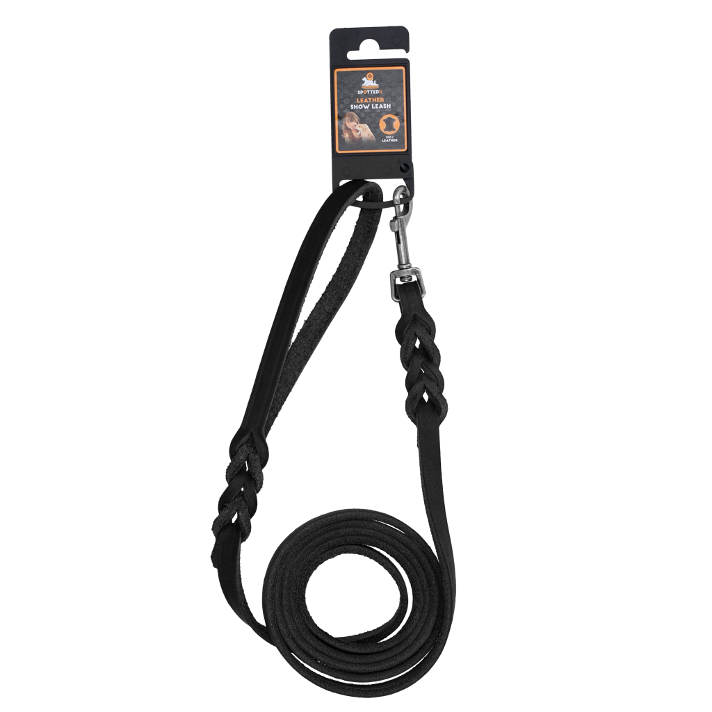 Spotted! Pro Leder Führleine Schwarz 1,2 x 180cm (Bolzenhaken)