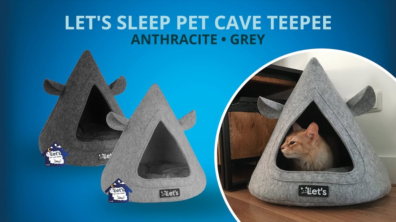 Let's sleep Pet Cave TeePee Grau