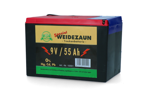 Trockenbatterie 9V/55 Ah (H11,5 x L16,5 x B11,2 cm) 55 Ah