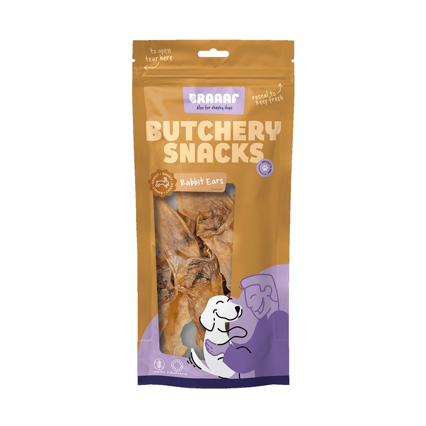 Braaaf Butchery Snacks Kaninchenohren 80 g