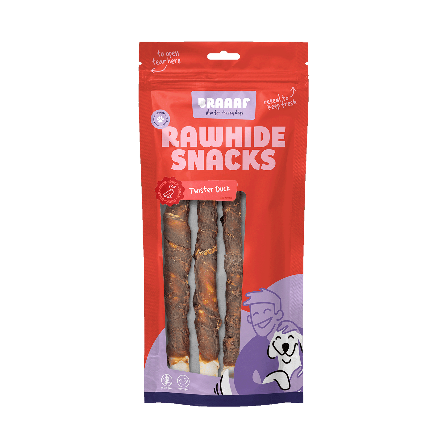 Braaaf Rawhide Twister Ente (3 St.) - 25 cm