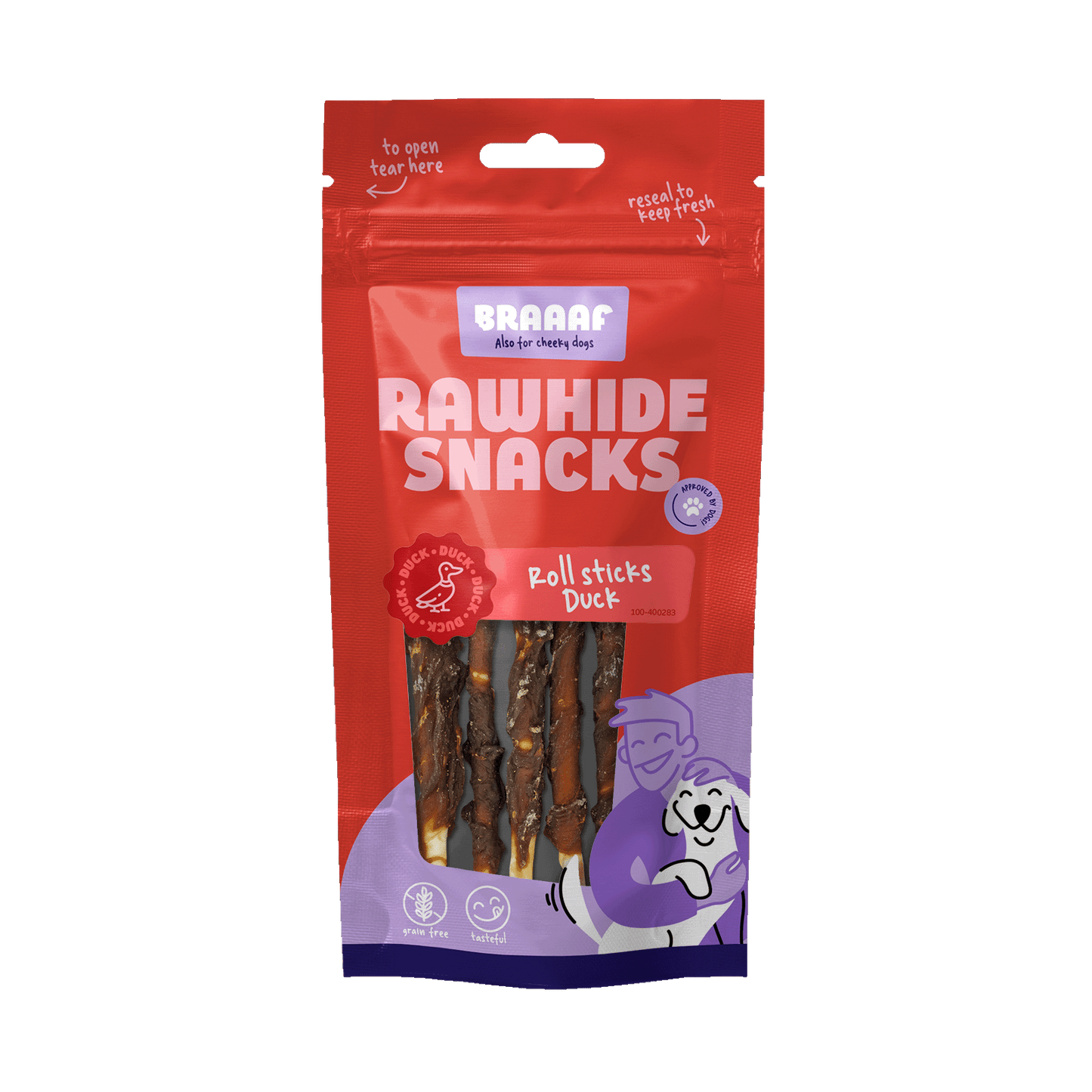 Braaaf Rawhide Roll Sticks Ente - 8 St.