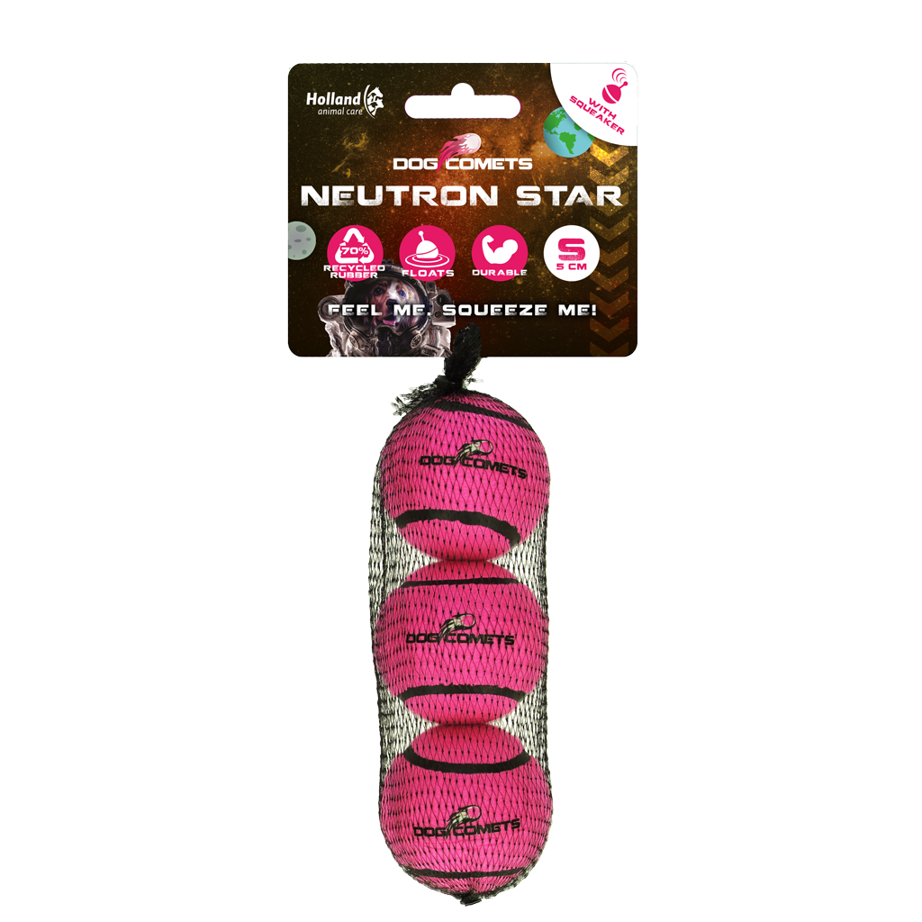 Dog Comets Neutron Star Tennisball Mit Quietscher S Rosa (3-pack)