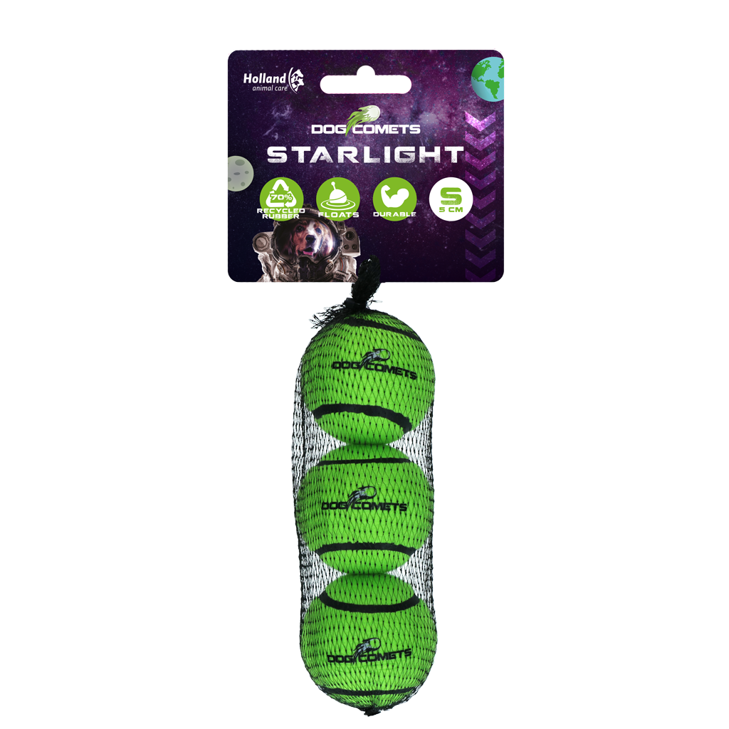 Dog Comets Starlight Tennisball S Grün (3-pack)