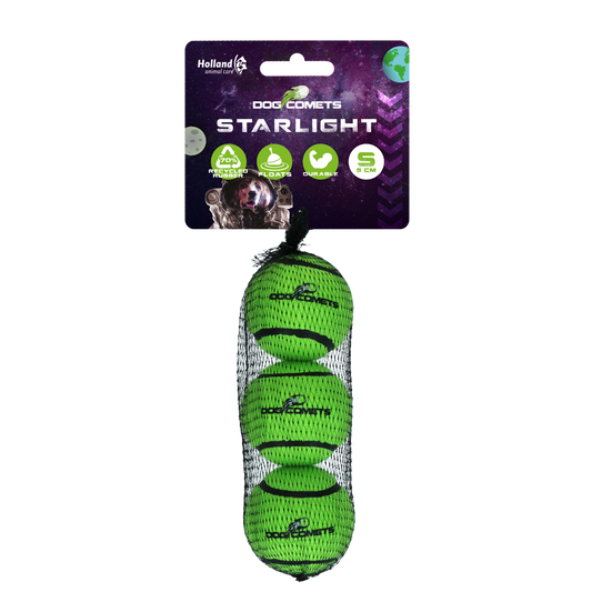 Dog Comets Starlight Tennisball S Grün (3-pack)