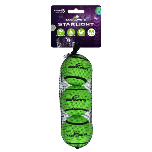Dog Comets Starlight Tennisball M Grün (3-Pack)