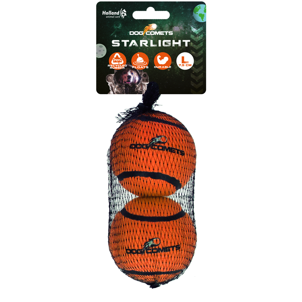 Dog Comets Starlight Tennisball L Orange (2-pack)