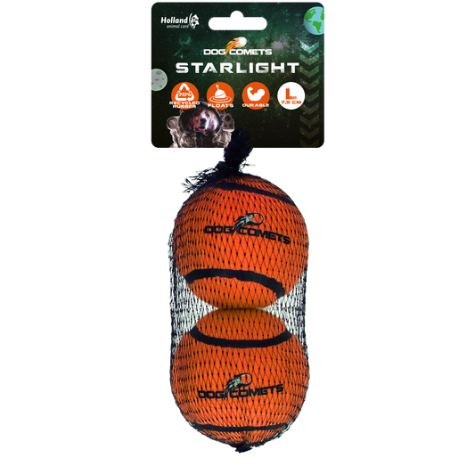 Dog Comets Starlight Tennisball L Orange (2-pack)