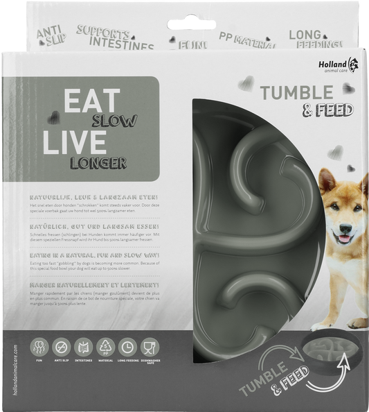 Eat Slow Live Longer Tumble Feeder Grau