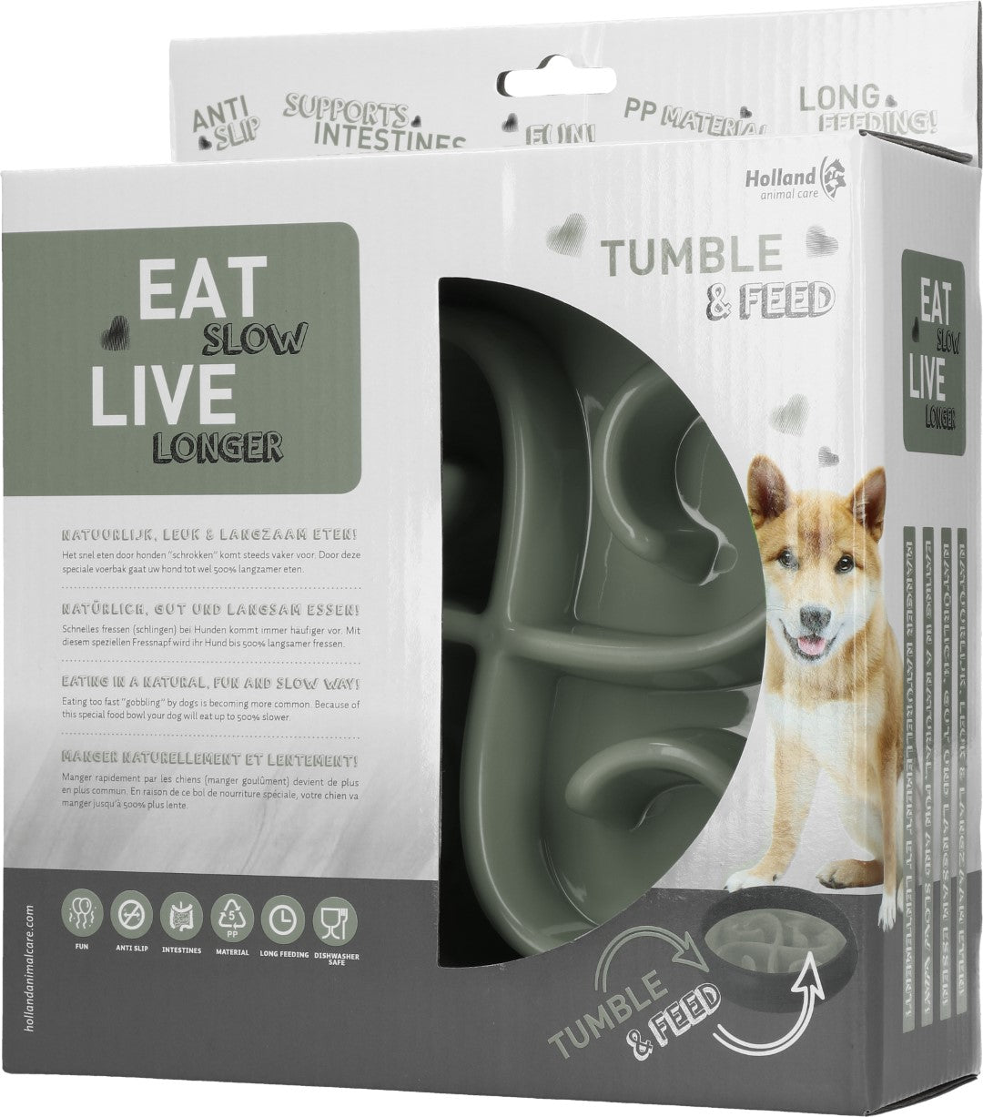 Eat Slow Live Longer Tumble Feeder Grau