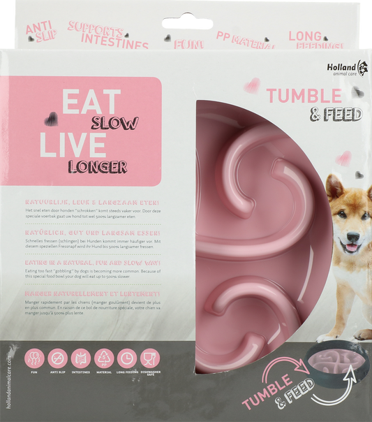 Eat Slow Live Longer Tumble Feeder Rosa