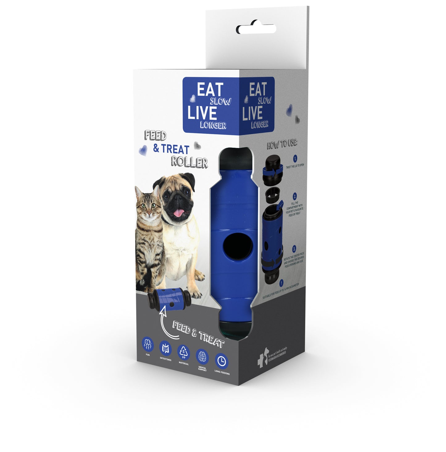 Eat Slow Live Longer Feed & Treat Roller Blau S