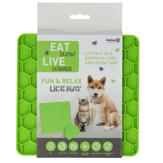 Eat Slow Live Longer Lick Mat Honeycomb Grün