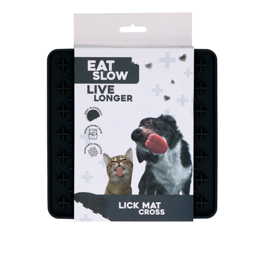 Eat Slow Live Longer Lick Mat Cross Grau