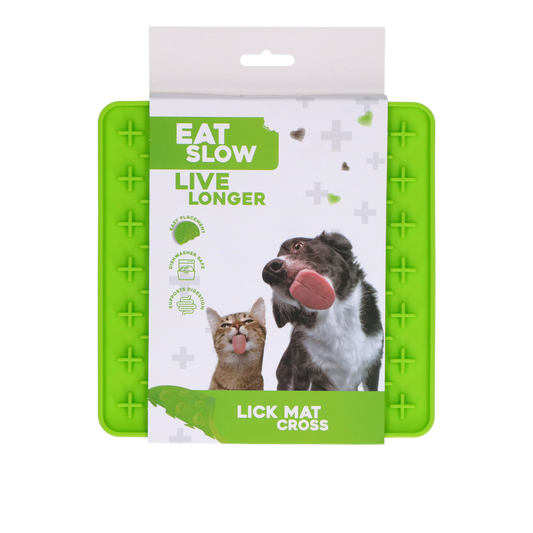 Eat Slow Live Longer Lick Mat Cross Grün
