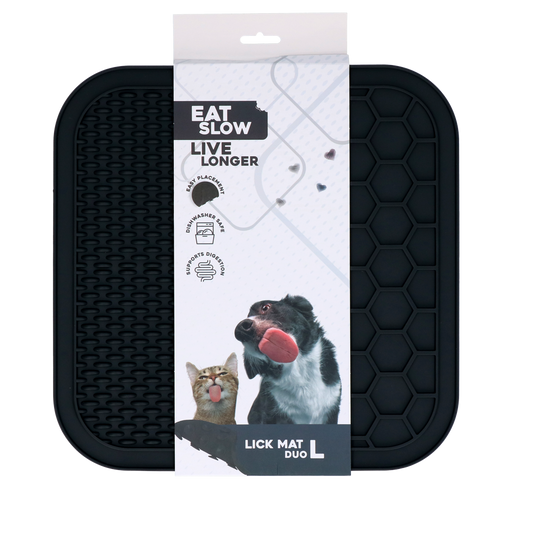 Eat Slow Live Longer Lick Mat Duo L Grau