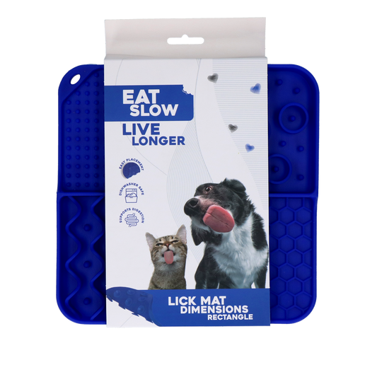 Eat Slow Live Longer Lick Mat Dimensions Rectangle Blau