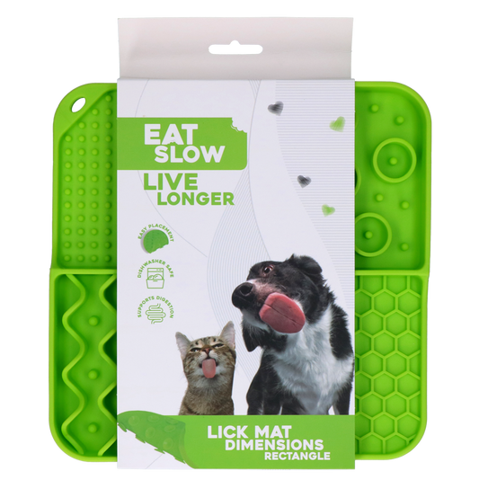 Eat Slow Live Longer Lick Mat Dimensions Rectangle Grün