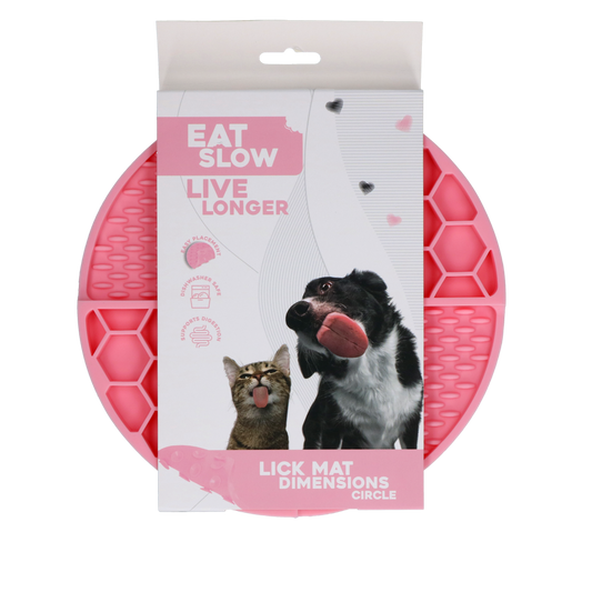Eat Slow Live Longer Lick Mat Dimensions Circle Rosa
