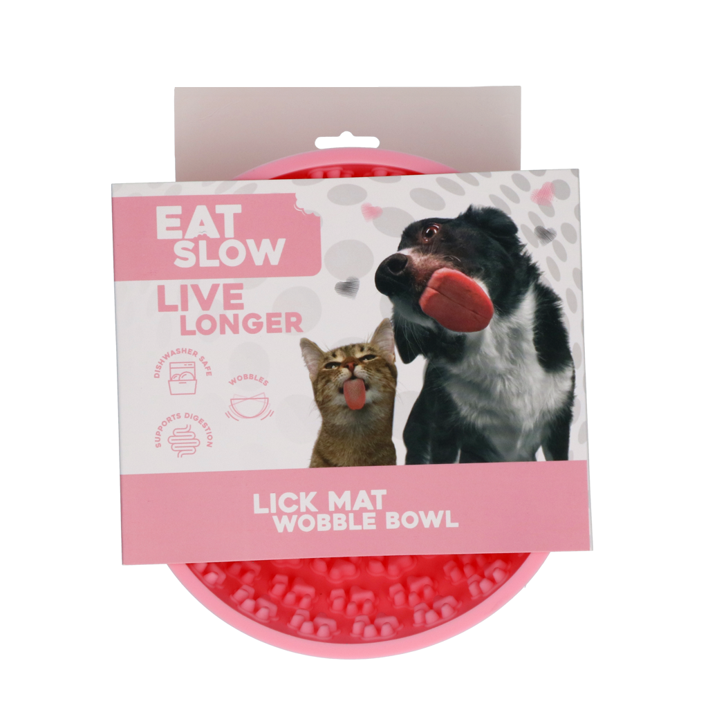 Eat Slow Live Longer Lick Mat Wobble Bowl Rosa