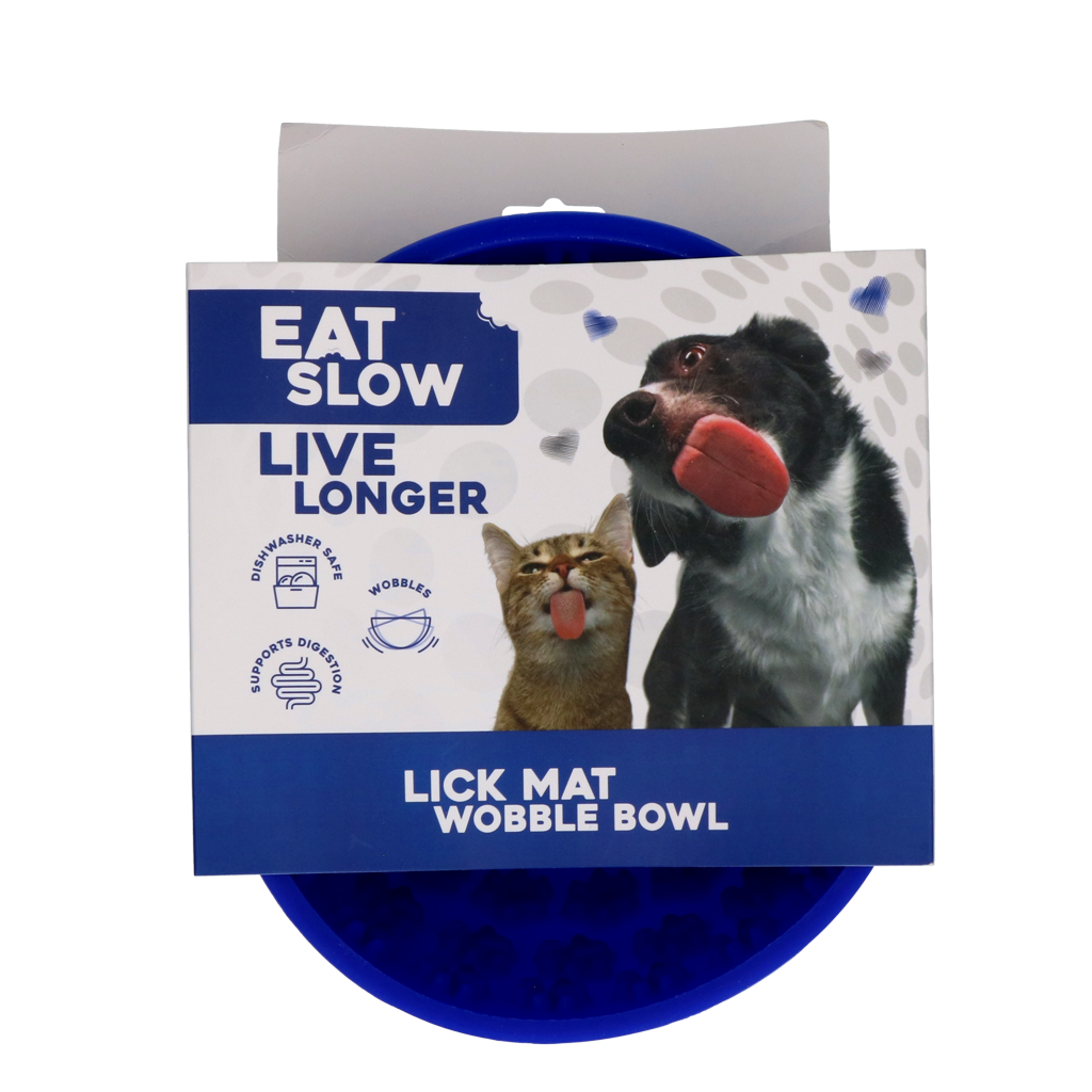 Eat Slow Live Longer Lick Mat Wobble Bowl Blau