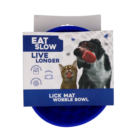 Eat Slow Live Longer Lick Mat Wobble Bowl Blau
