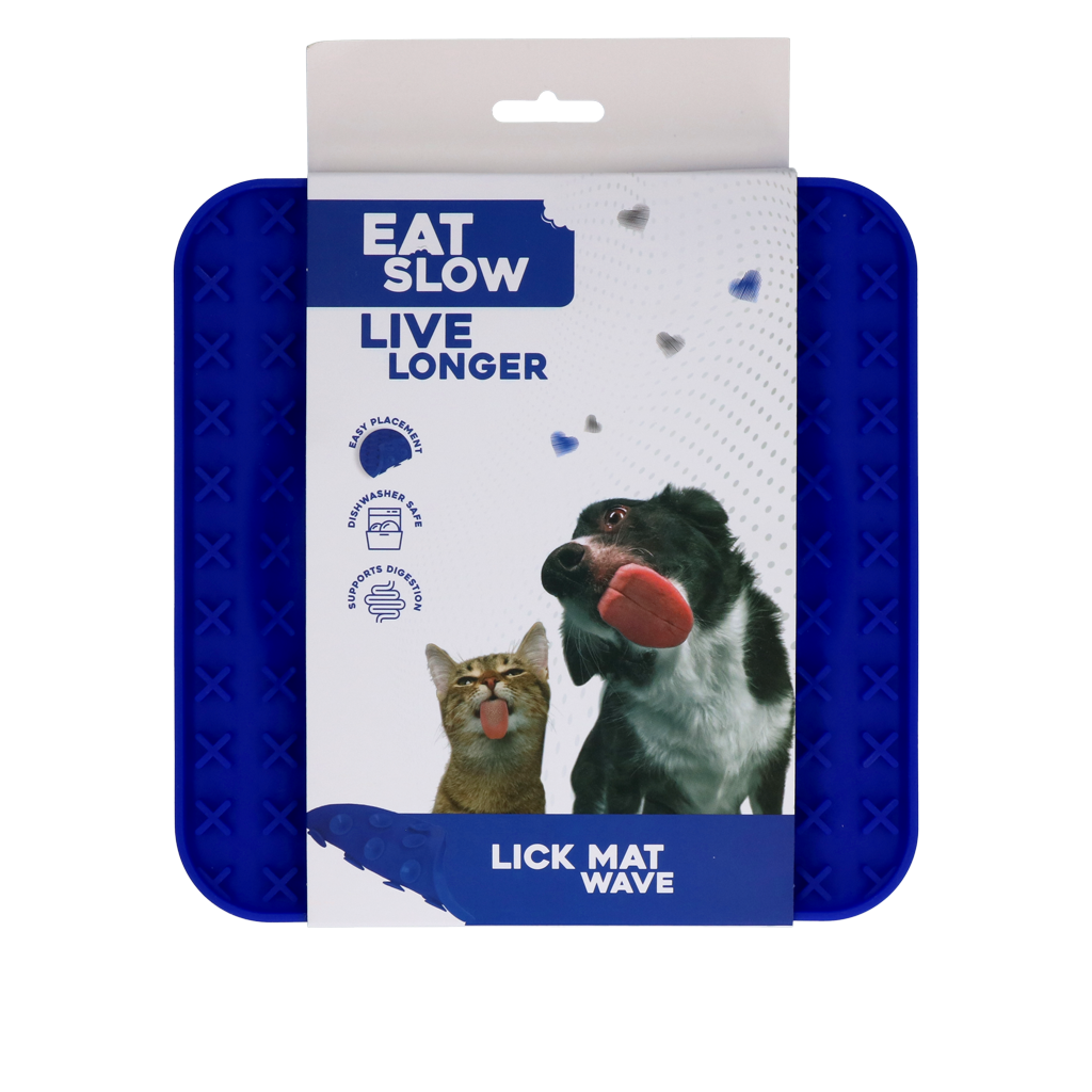 Eat Slow Live Longer Lick Mat Wave Blau