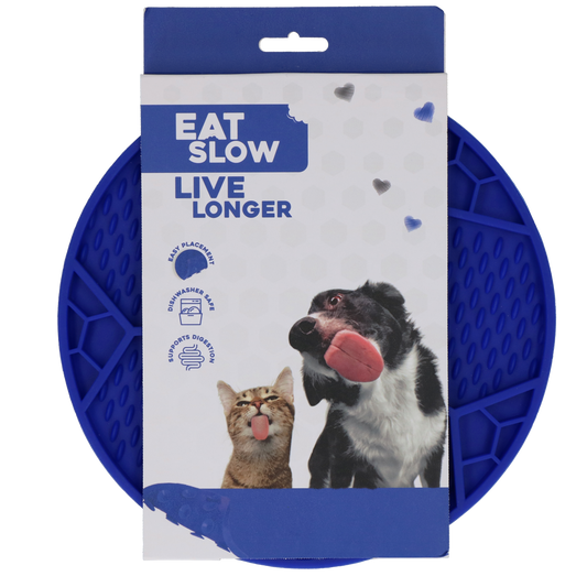 Eat Slow Live Longer Lick Mat Soccer Ball Blau