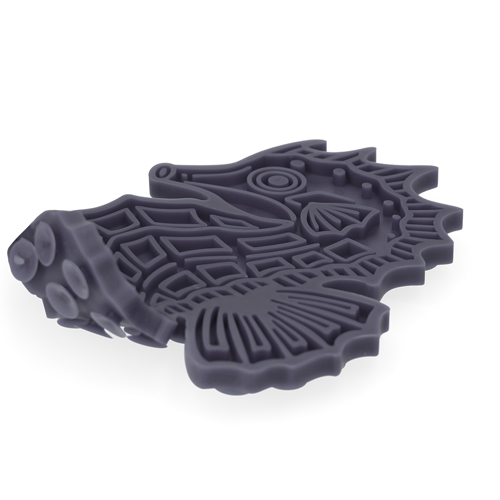 Eat Slow Live Longer Lick Mat Seahorse Grau