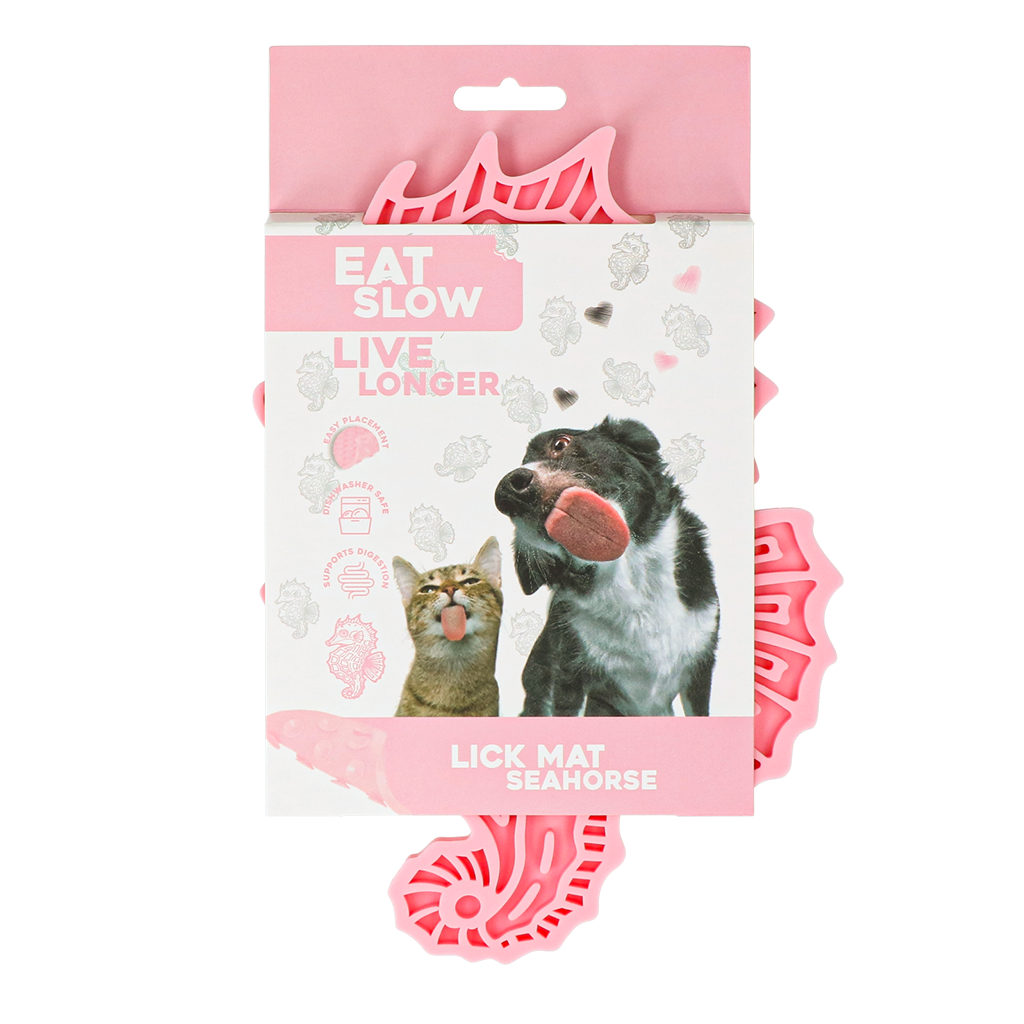 Eat Slow Live Longer Lick Mat Seahorse Rosa