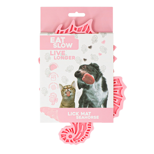Eat Slow Live Longer Lick Mat Seahorse Rosa