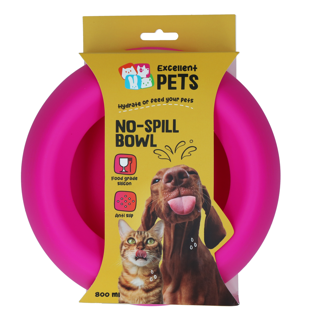 Excellent Pets No-Spill Bowl 800ml Rosa M