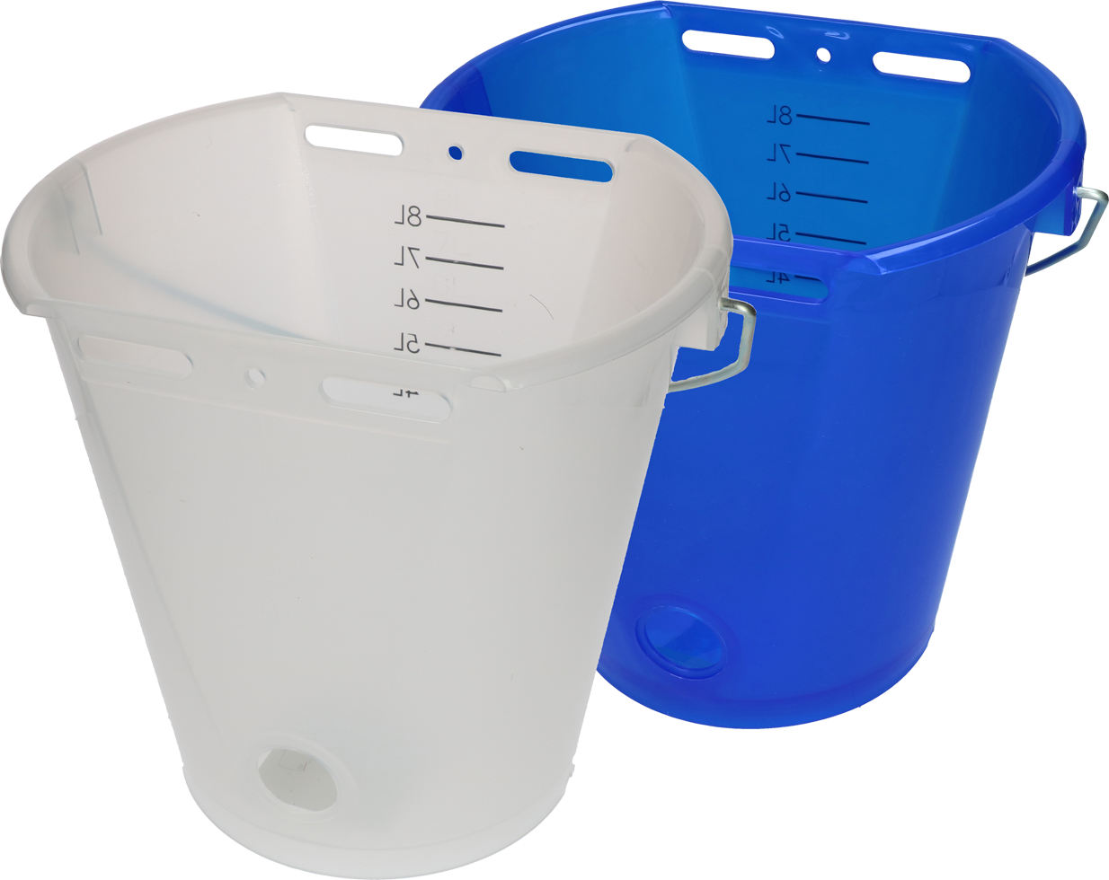 Kälbereimer weiß transparent 2-seitig flach Transparant blauw