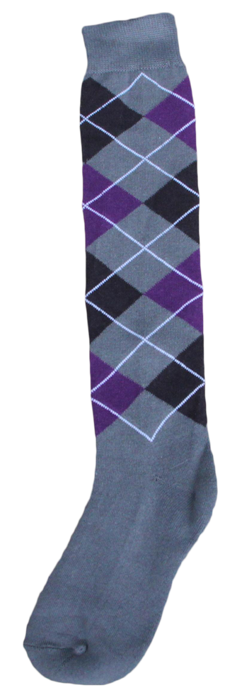 Kniestrumpf RE kariert grau/schwarz/lila 43-46