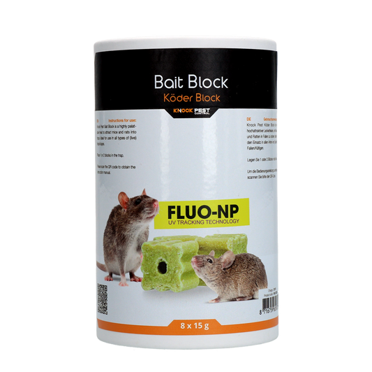 Knock Pest Traktatie Block voor muis&rat Fluo-NP 8 x 15 g