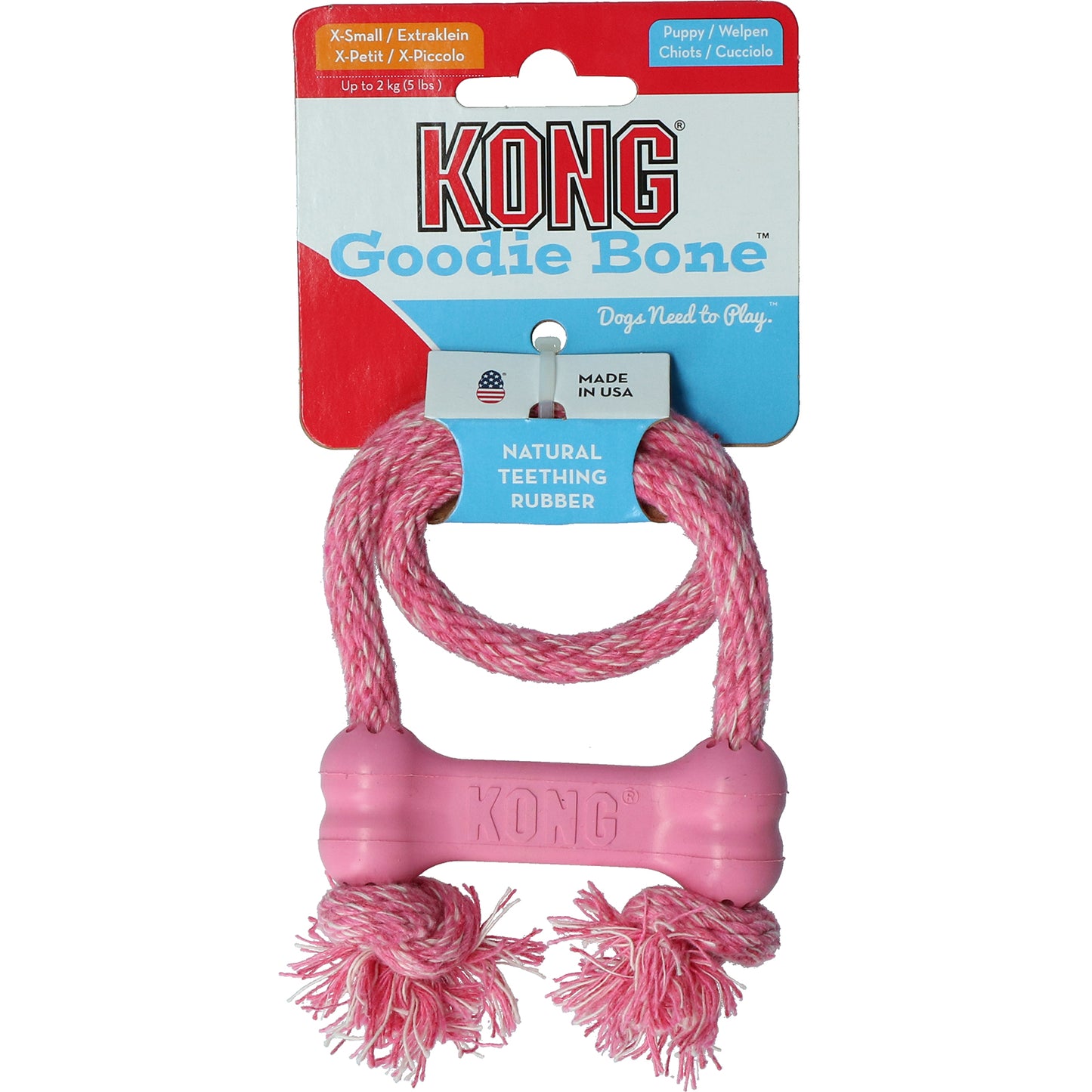 KONG Puppy Goodie Bone mit Seil Assorti XS
