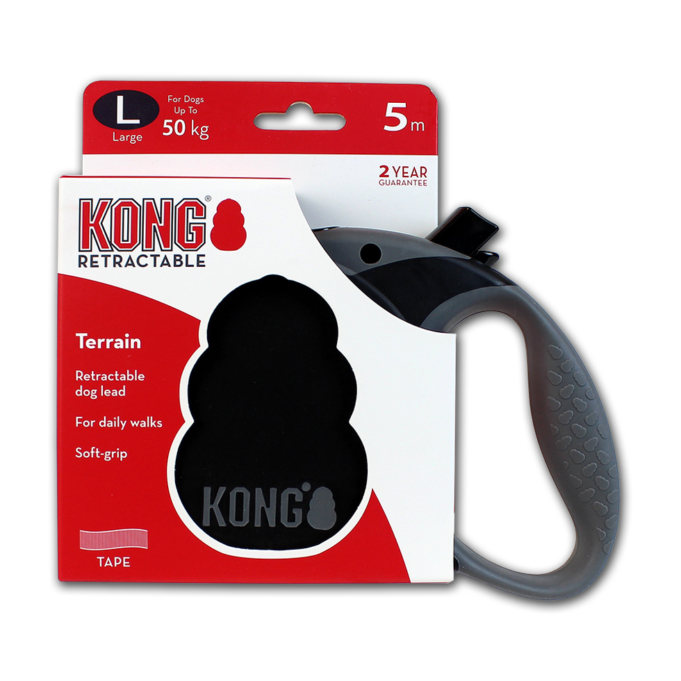KONG Retractable Leash - Terrain Schwarz L