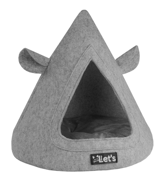 Let's sleep Pet Cave TeePee Grau