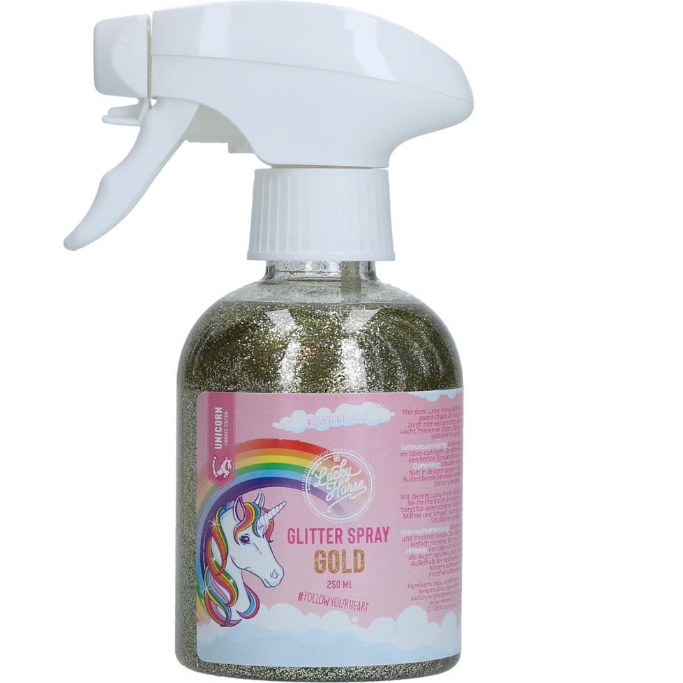 Lucky Horse Unicorn Glitzerspray Gold