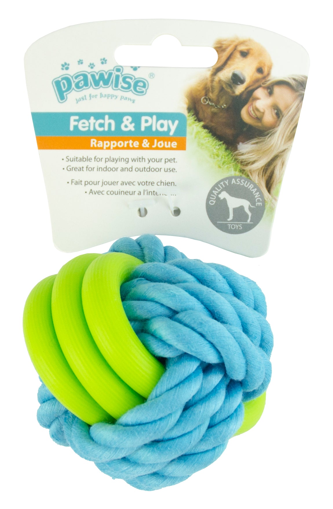 Pawise Fetch & Play Twin Rope Ball