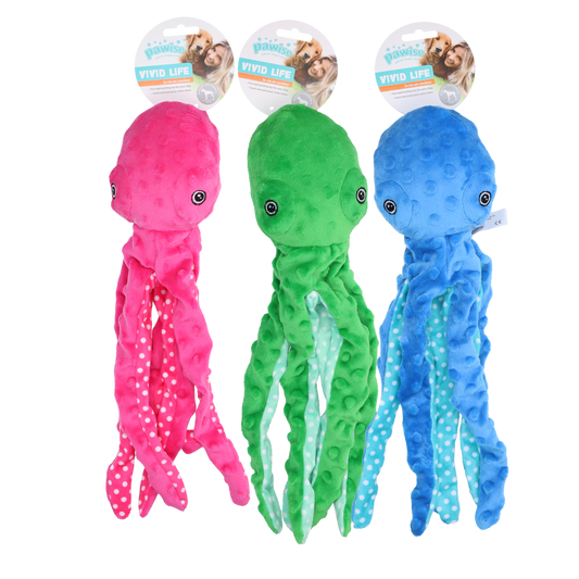 Pawise Multicolor Plush Octopus (3 colour assorted) S