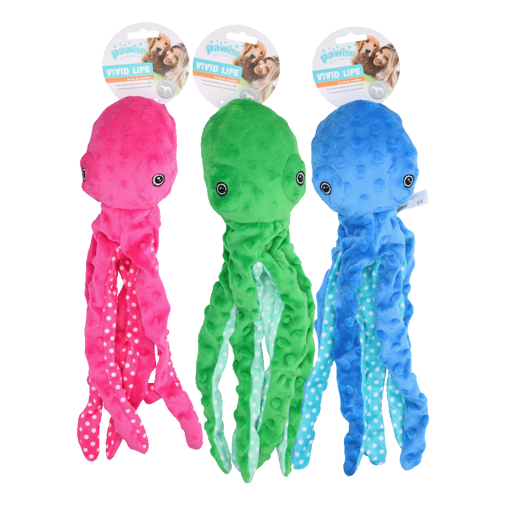 Pawise Multicolor Plush Octopus (3 colour assorted) L